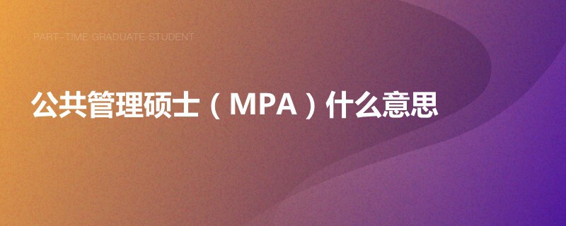 公共管理碩士（MPA）什么意思