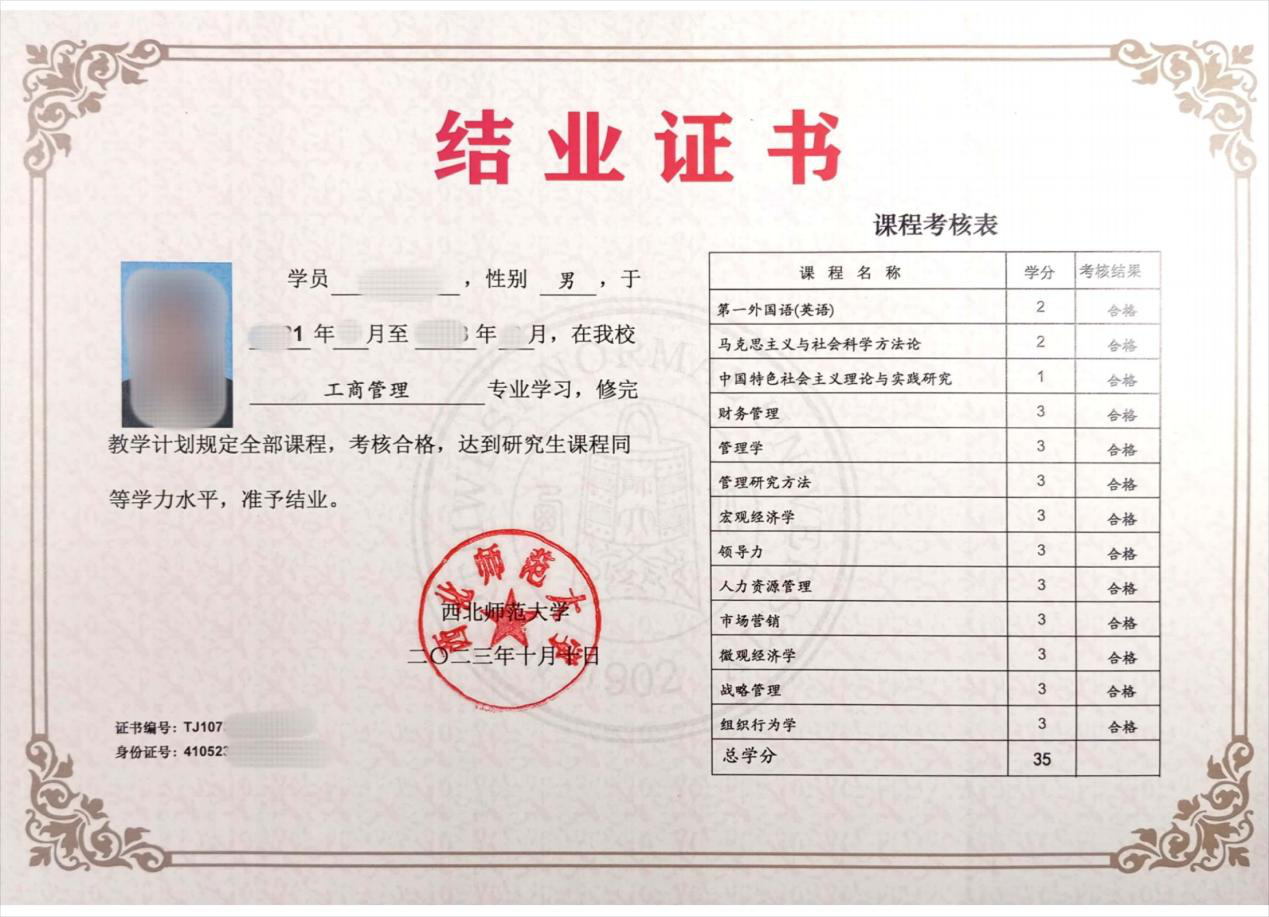 結(jié)業(yè)證書