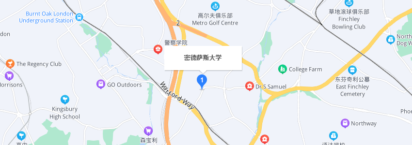 英國密德薩斯大學學校地圖 英國密德薩斯大學學校地圖