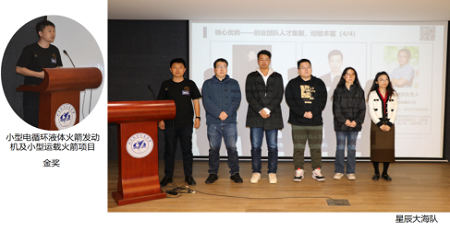 星辰大海隊《小型電循環液體火箭發動機及小型運載火箭》獲得本次大賽金獎。